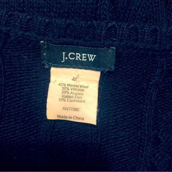 J.CREW Women's V-Neck Cable Knit Sweater, Navy Cashmere - Picture 4 of 4
